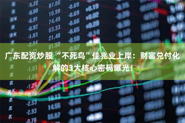 广东配资炒股 “不死鸟”佳兆业上岸：财富兑付化解的3大核心密码曝光！