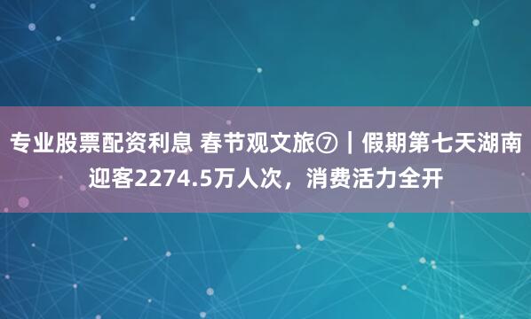 专业股票配资利息 春节观文旅⑦｜假期第七天湖南迎客2274.5万人次，消费活力全开